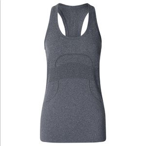 Lululemon swiftly tank top heathered black size 6